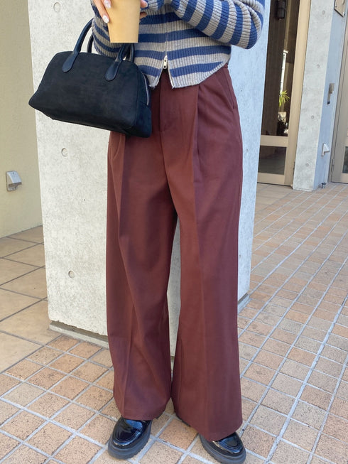 ベルト付きシンプルスラックス | SL2244630 | レッド