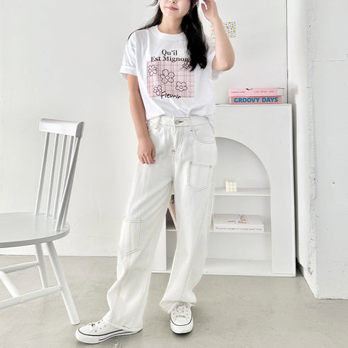 チェックボックスロゴプリント半袖Tシャツ | SL2262007 | ピンク