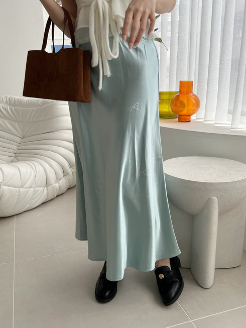 リボンラメサテンスカート | SL2251612 | グリーン