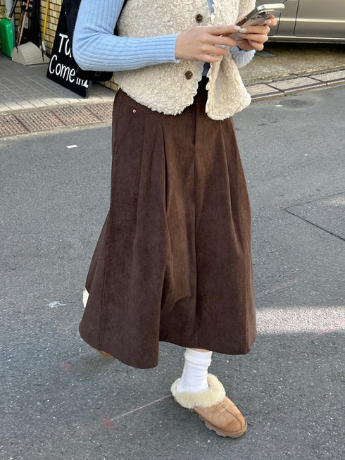 ベルト付きコーデュロイミディスカート | SL2244649 | ブラウン