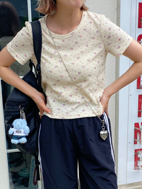レトロフラワーワッフルTシャツ | SL2231719 | クリーム