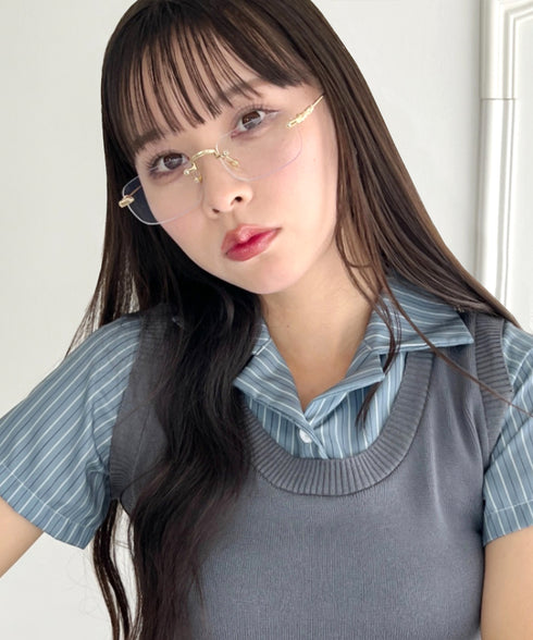 ノンフレームスクエアレンズメガネ | NU6241486 | ゴールド