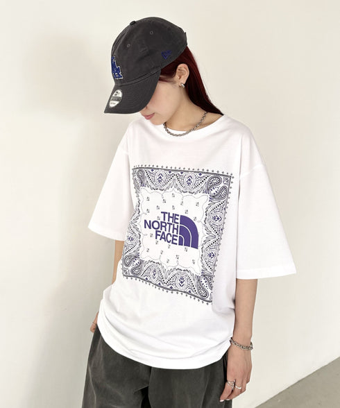 THE NORTH FACE(ザ・ノースフェイス)/ビッグロゴ プリント バンダナ 半袖 Tシャツ/M'S BANDANA S/S R/TEE | IM2251068 | ホワイト