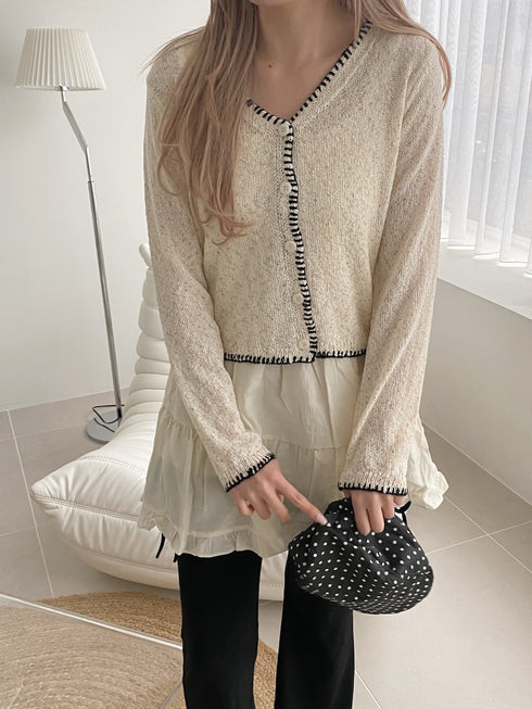 バイカラーステッチカーディガン | SL2251623 | アイボリー