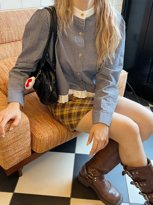 チェック台形ミニスカート | SL2243628 | イエロー