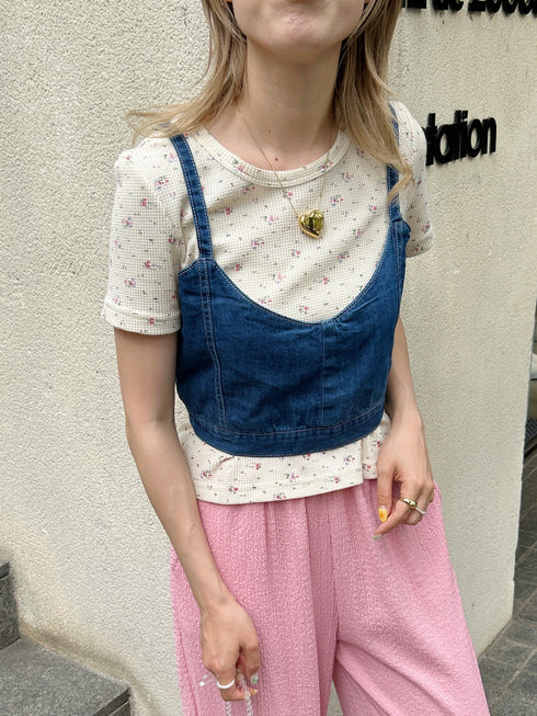 レトロフラワーワッフルTシャツ | SL2231719 | クリーム