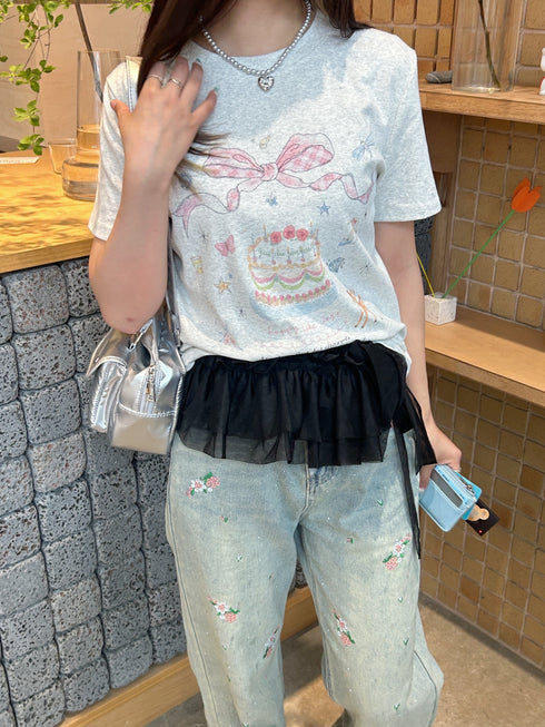 vintage ribbon cake tee | SL2242621 | グレー