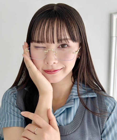 ノンフレームスクエアレンズメガネ | NU6241486 | ゴールド