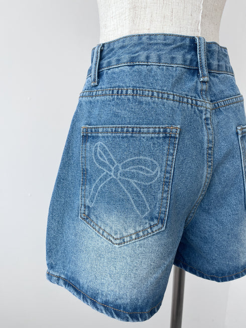 リボンデニムショートパンツ | RN2242016 | ブルー