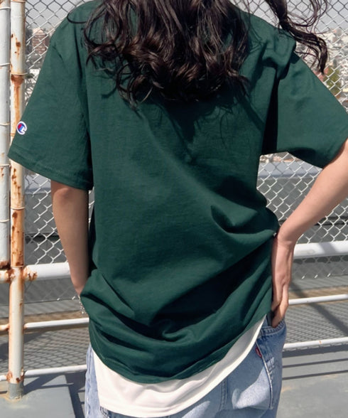 Champion Authentic T-SHIRTS チャンピオン サイズ展開多数 コットン 無地 1/2スリーブ 半袖 Tシャツ | 2191052 | ダークグリーン