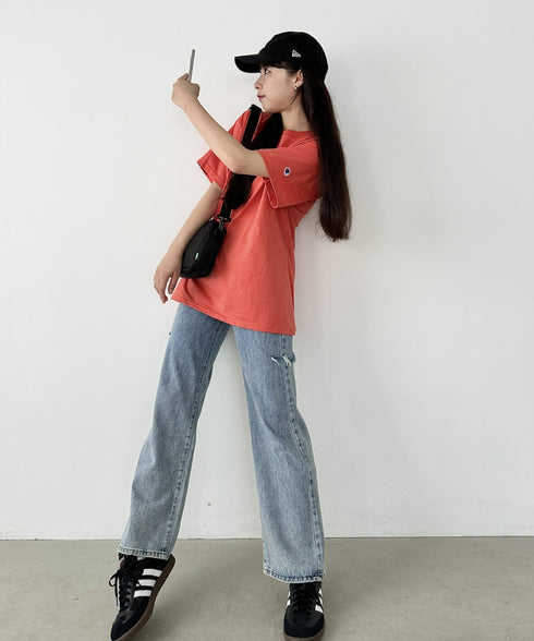 Champion Authentic T-SHIRTS チャンピオン サイズ展開多数 コットン 無地 1/2スリーブ 半袖 Tシャツ | 2191052 | レッド