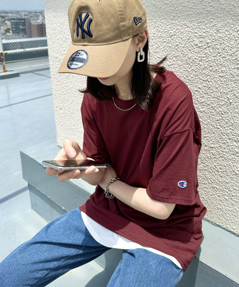 Champion Authentic T-SHIRTS チャンピオン サイズ展開多数 コットン 無地 1/2スリーブ 半袖 Tシャツ | 2191052 | マルーン