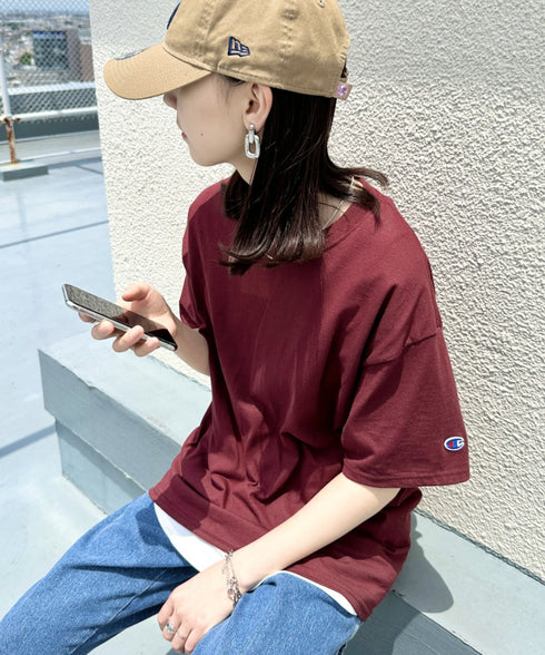 Champion Authentic T-SHIRTS チャンピオン サイズ展開多数 コットン 無地 1/2スリーブ 半袖 Tシャツ | 2191052 | マルーン