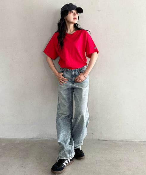 Champion Authentic T-SHIRTS/チャンピオン サイズ展開多数 コットン 無地 1/2スリーブ 半袖 Tシャツ | 2191052 | レッド系その他