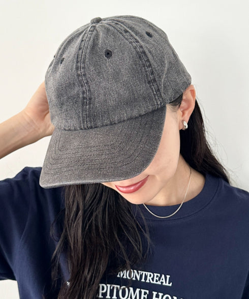 【newhattan】ニューハッタン 無地 ストーン ウォッシュド ツイル ローキャップ 帽子/STONE WASHED TWILL CAP | 4192001 | ライトブラック
