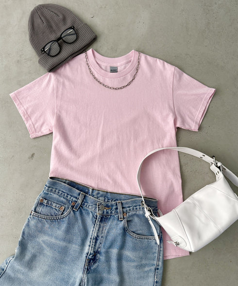 【GILDAN】ギルダン/ 色・サイズ展開豊富 半袖無地 クルーネック Tシャツ ウルトラコットン100% 6.0oz ベーシック無地カットソー ビッグサイズ 5部袖 1/2スリーブ | 2192032 | ライトピンク