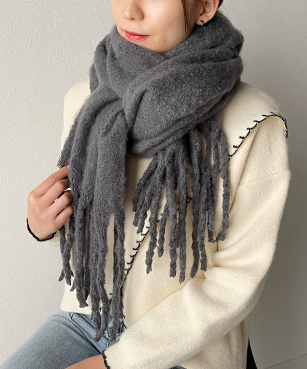 ボリュームフリンジマフラー | 4193001 | チャコールグレー