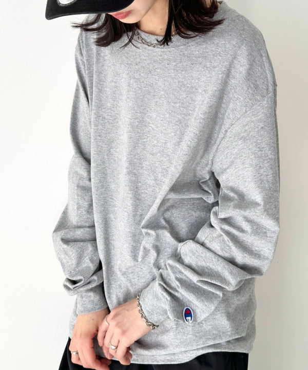 Champion Authentic LONGSLEEVE T-SHIRTS チャンピオン ベーシック ロンT ワンポイント オーバーサイズ サイズ展開多数 5.2オンス L/S 長袖Tシャツ/CC8C | 2193058 | 杢グレー