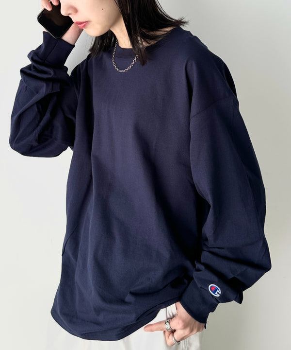 Champion Authentic LONGSLEEVE T-SHIRTS チャンピオン ベーシック ロンT ワンポイント オーバーサイズ サイズ展開多数 5.2オンス L/S 長袖Tシャツ/CC8C | 2193058 | ネイビー
