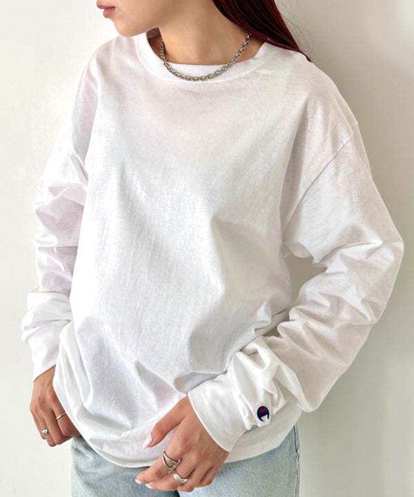 Champion Authentic LONGSLEEVE T-SHIRTS チャンピオン ベーシック ロンT ワンポイント オーバーサイズ サイズ展開多数 5.2オンス L/S 長袖Tシャツ/CC8C | 2193058 | ホワイト