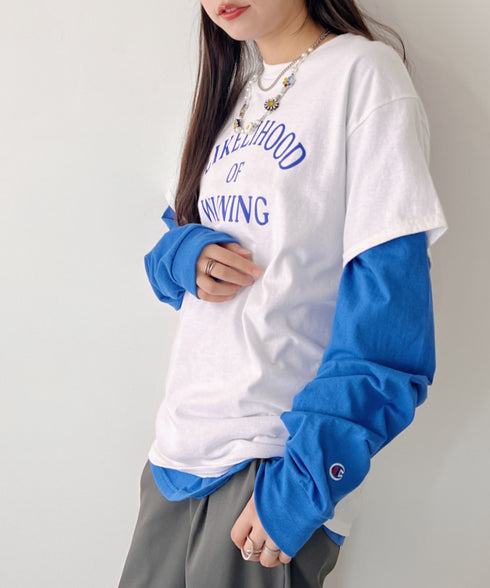 Champion Authentic LONGSLEEVE T-SHIRTS チャンピオン ベーシック ロンT ワンポイント オーバーサイズ サイズ展開多数 5.2オンス L/S 長袖Tシャツ/CC8C | 2193058 | ロイヤルブルー