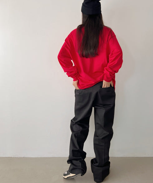 Champion Authentic LONGSLEEVE T-SHIRTS チャンピオン ベーシック ロンT ワンポイント オーバーサイズ サイズ展開多数 5.2オンス L/S 長袖Tシャツ/CC8C | 2193058 | レッド
