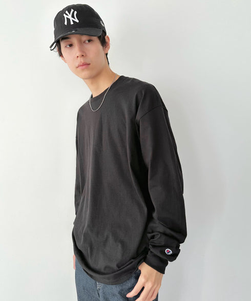 Champion Authentic LONGSLEEVE T-SHIRTS チャンピオン ベーシック ロンT ワンポイント オーバーサイズ サイズ展開多数 5.2オンス L/S 長袖Tシャツ/CC8C | 2193058 | ブラック