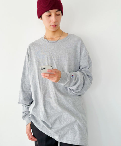 Champion Authentic LONGSLEEVE T-SHIRTS チャンピオン ベーシック ロンT ワンポイント オーバーサイズ サイズ展開多数 5.2オンス L/S 長袖Tシャツ/CC8C | 2193058 | 杢グレー