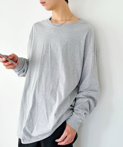 Champion Authentic LONGSLEEVE T-SHIRTS チャンピオン ベーシック ロンT ワンポイント オーバーサイズ サイズ展開多数 5.2オンス L/S 長袖Tシャツ/CC8C | 2193058 | 杢グレー