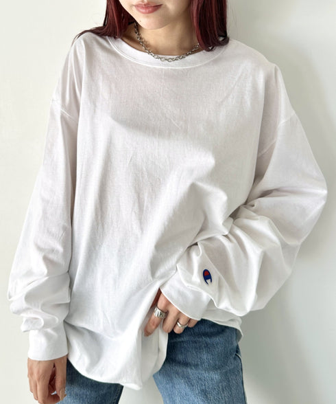Champion Authentic LONGSLEEVE T-SHIRTS チャンピオン ベーシック ロンT ワンポイント オーバーサイズ サイズ展開多数 5.2オンス L/S 長袖Tシャツ/CC8C | 2193058 | ホワイト