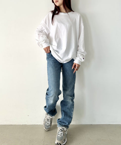 Champion Authentic LONGSLEEVE T-SHIRTS チャンピオン ベーシック ロンT ワンポイント オーバーサイズ サイズ展開多数 5.2オンス L/S 長袖Tシャツ/CC8C | 2193058 | ホワイト