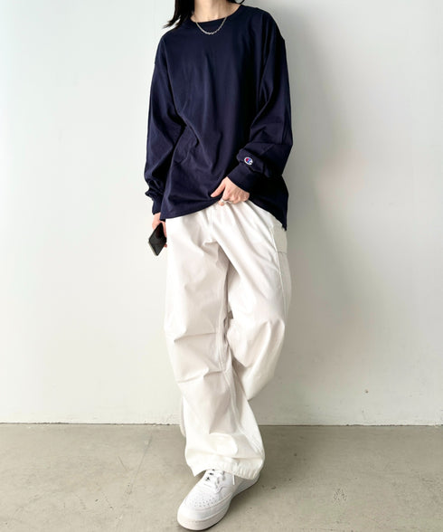 Champion Authentic LONGSLEEVE T-SHIRTS チャンピオン ベーシック ロンT ワンポイント オーバーサイズ サイズ展開多数 5.2オンス L/S 長袖Tシャツ/CC8C | 2193058 | ネイビー