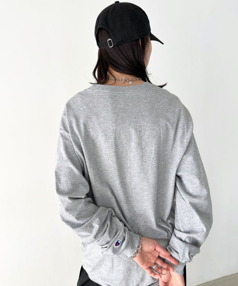 Champion Authentic LONGSLEEVE T-SHIRTS チャンピオン ベーシック ロンT ワンポイント オーバーサイズ サイズ展開多数 5.2オンス L/S 長袖Tシャツ/CC8C | 2193058 | 杢グレー