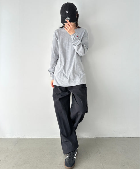 Champion Authentic LONGSLEEVE T-SHIRTS チャンピオン ベーシック ロンT ワンポイント オーバーサイズ サイズ展開多数 5.2オンス L/S 長袖Tシャツ/CC8C | 2193058 | 杢グレー