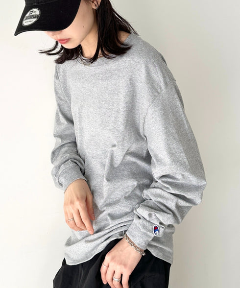 Champion Authentic LONGSLEEVE T-SHIRTS チャンピオン ベーシック ロンT ワンポイント オーバーサイズ サイズ展開多数 5.2オンス L/S 長袖Tシャツ/CC8C | 2193058 | 杢グレー