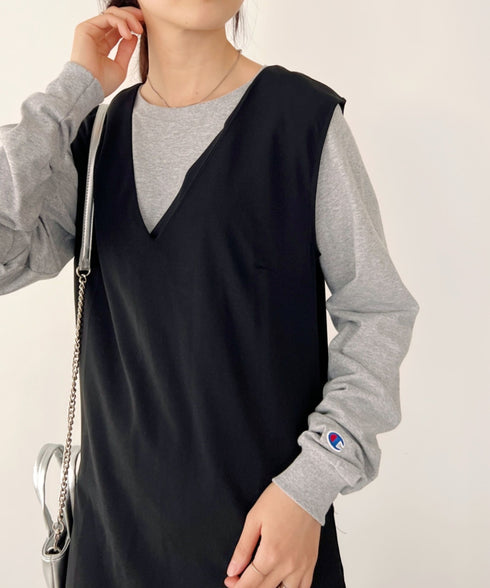 Champion Authentic LONGSLEEVE T-SHIRTS チャンピオン ベーシック ロンT ワンポイント オーバーサイズ サイズ展開多数 5.2オンス L/S 長袖Tシャツ/CC8C | 2193058 | 杢グレー