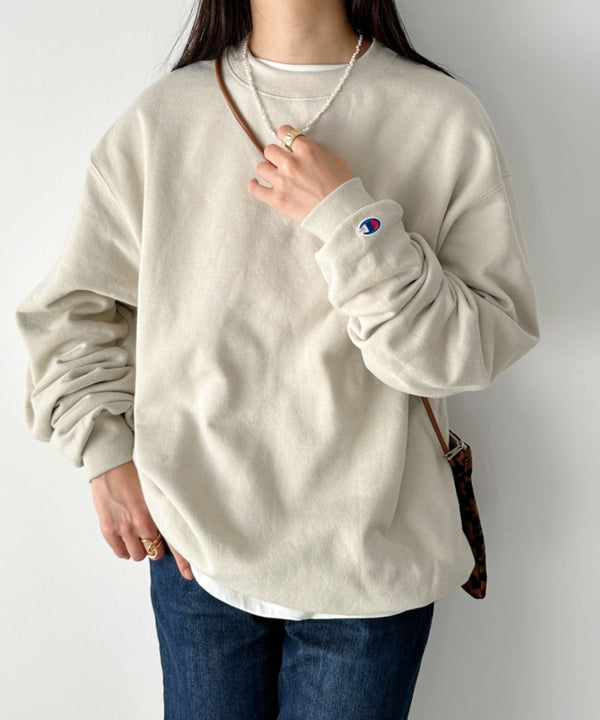 【Champion Authentic sweatshirt】チャンピオン クルーネック スウェット プルオーバー サイズ展開多数 コットン 裏起毛 無地 9.0オンス | 2193059 | ベージュ
