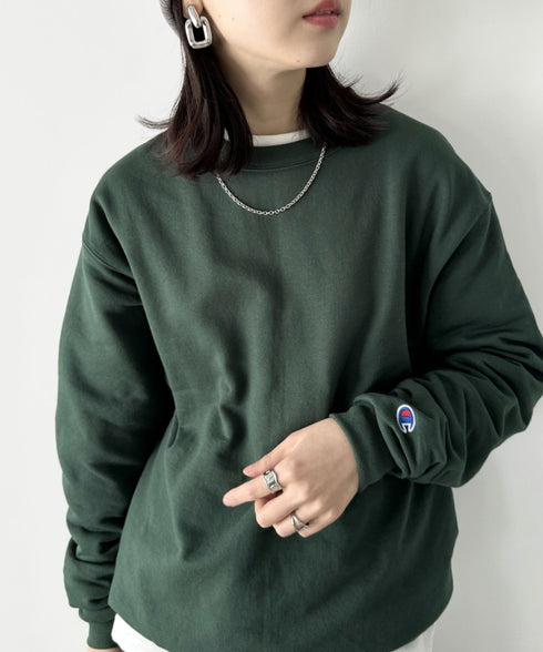 【Champion Authentic sweatshirt】チャンピオン クルーネック スウェット プルオーバー サイズ展開多数 コットン 裏起毛 無地 9.0オンス | 2193059 | ダークグリーン