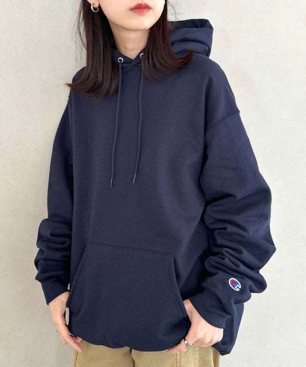 【Champion Authentic Hoodie】チャンピオン スウェット パーカー スーパー オーバーサイズ 展開多数 コットン 裏起毛 無地 フーディー 9.0オンス | 2193060 | ネイビー