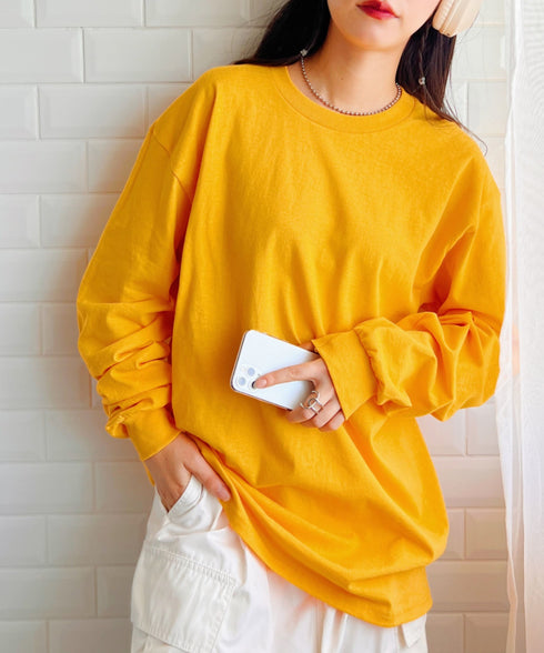 GILDAN(ギルダン) /ベーシック ロングスリーブ Tシャツ コットン ビッグシルエット オーバーサイズ サイズカラバリ豊富 長袖 ロンT 6.0オンス | 2193062 | ゴールド