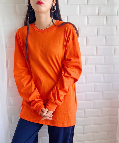 GILDAN(ギルダン) /ベーシック ロングスリーブ Tシャツ コットン ビッグシルエット オーバーサイズ サイズカラバリ豊富 長袖 ロンT 6.0オンス | 2193062 | オレンジ