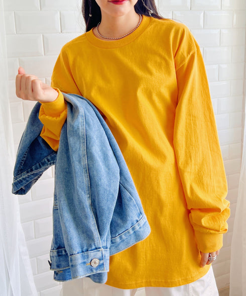 GILDAN(ギルダン) /ベーシック ロングスリーブ Tシャツ コットン ビッグシルエット オーバーサイズ サイズカラバリ豊富 長袖 ロンT 6.0オンス | 2193062 | ゴールド