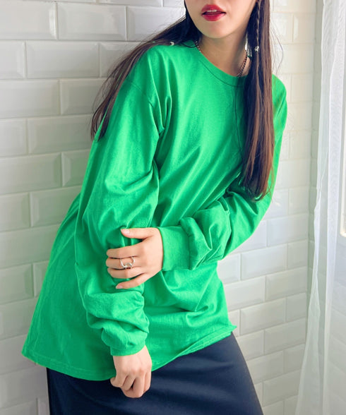 GILDAN(ギルダン) /ベーシック ロングスリーブ Tシャツ コットン ビッグシルエット オーバーサイズ サイズカラバリ豊富 長袖 ロンT 6.0オンス | 2193062 | グリーン