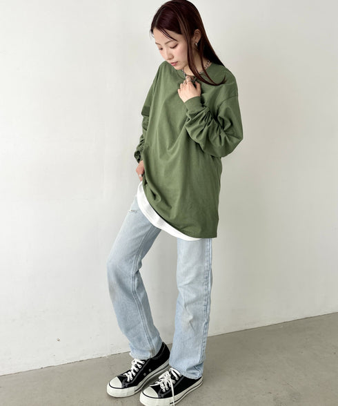 GILDAN(ギルダン) /ベーシック ロングスリーブ Tシャツ コットン ビッグシルエット オーバーサイズ サイズカラバリ豊富 長袖 ロンT 6.0オンス | 2193062 | カーキ