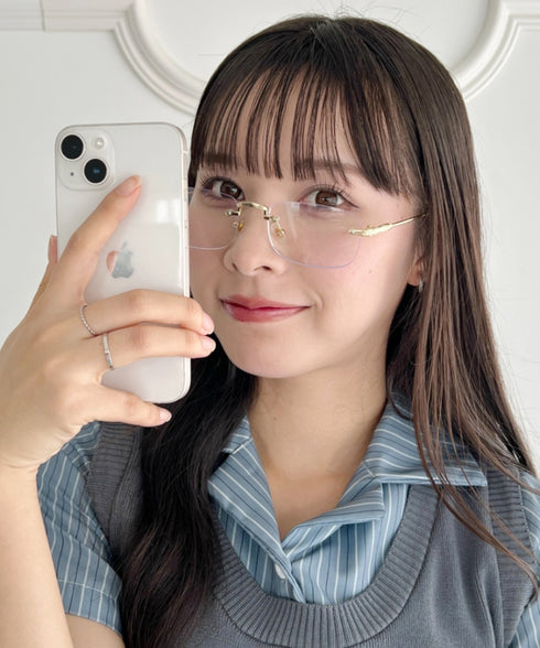 ノンフレームスクエアレンズメガネ | NU6241486 | ゴールド