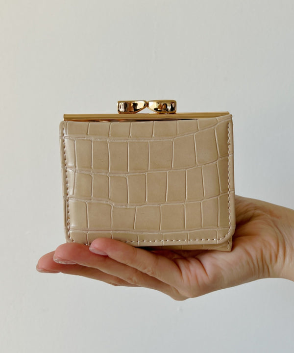 クロコ型押し がま口ミニウォレット | C6191011 | ベージュ系その他