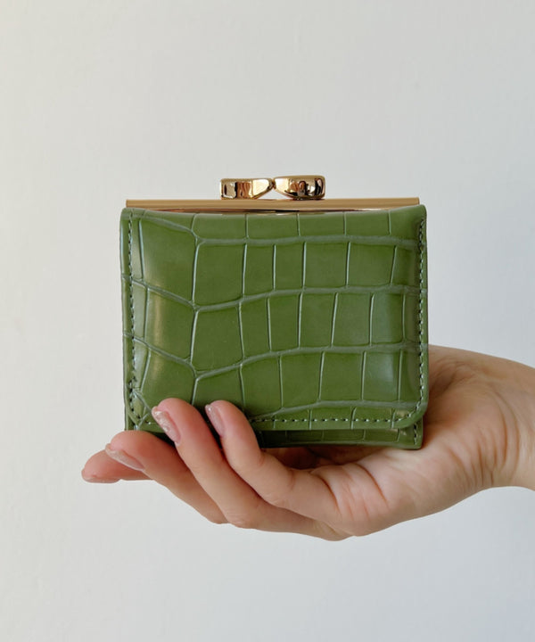 クロコ型押し がま口ミニウォレット | C6191011 | グリーン系その他
