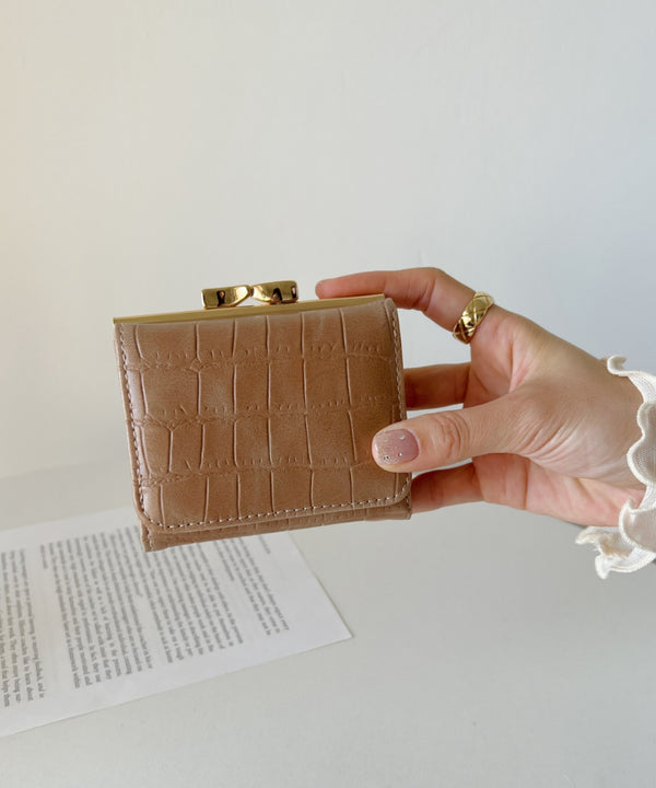 クロコ型押し がま口ミニウォレット | C6191011 | キャメル