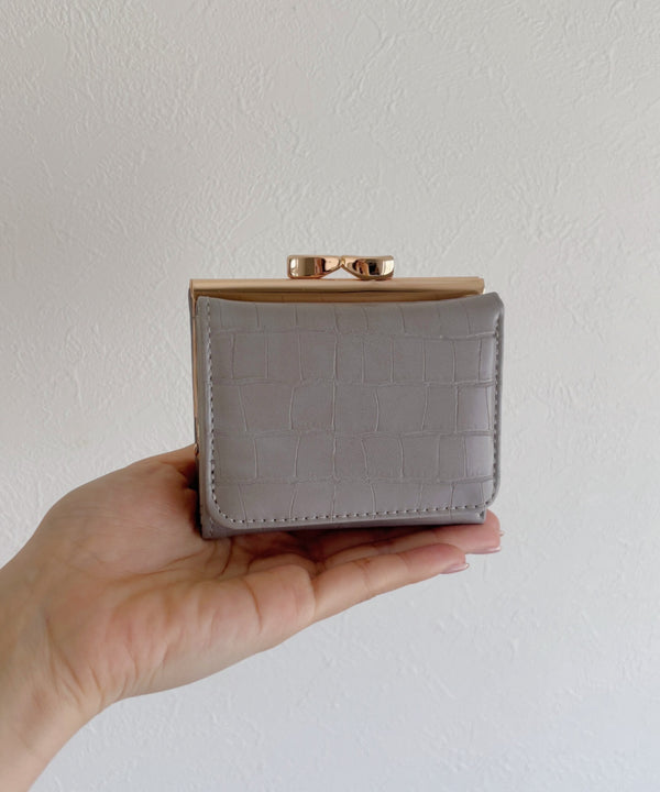 クロコ型押し がま口ミニウォレット | C6191011 | グレー