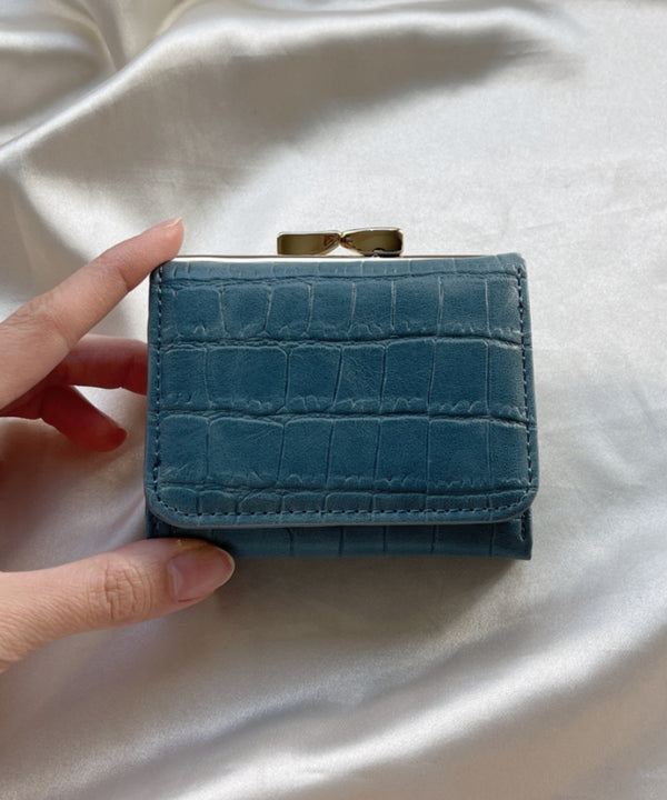 クロコ型押し がま口ミニウォレット | C6191011 | サックスブルー